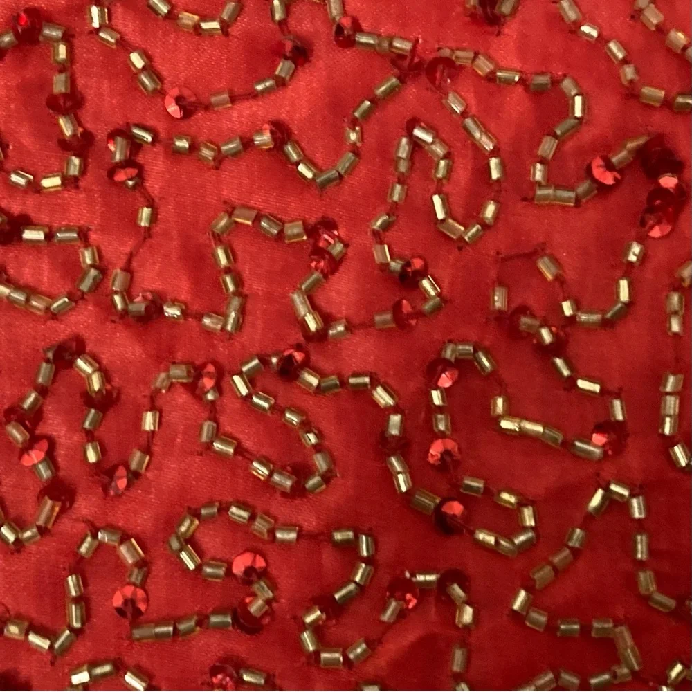 ⭐️ Target Red Velvet And Gold Beaded Christmas Stocking